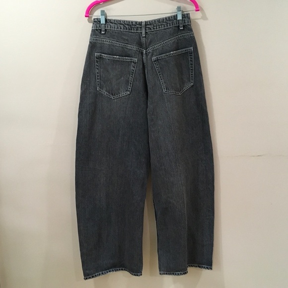 ZARA jeans Women’s 4/W26 TRF Waisted Relaxed Wide Leg Darts Denim Black 8727/210 - Picture 9 of 12